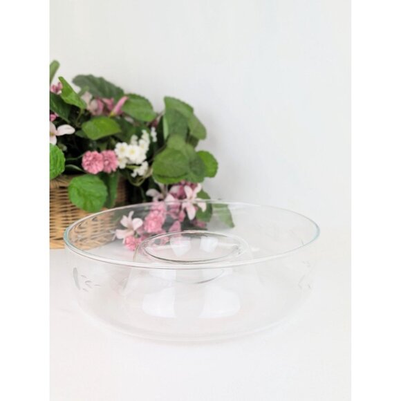 Vintage Princess House Heritage Chip and Dip Bowl Large Clear Glass Serving Bowl - Picture 2 of 7